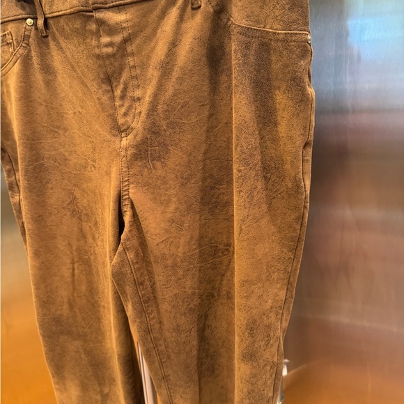 Chico's Faux Suede Brown Straight Leg Pants - Picture 4 of 8